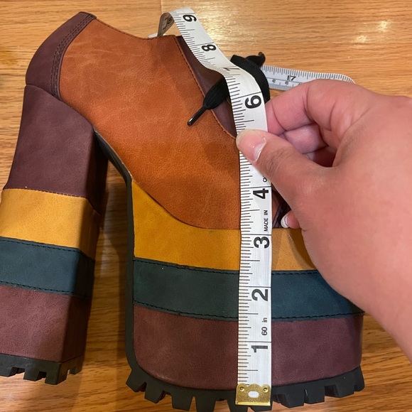 Dolls Kill Current Mood Chunky Platform Lace-Up Shoes Retro 70's Colors - Picture 13 of 13